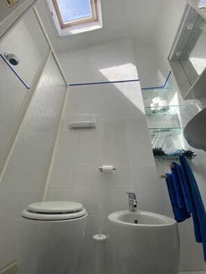 Dusche, Haartrockner, Bidet, Handtücher