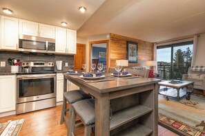 Fridge, stovetop, dishwasher, coffee/tea maker - Trails End Sweet Dreams Condo: Stroll to Main Street, Lifts (Breckenridge)