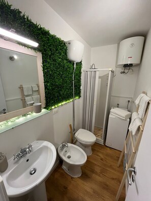Dusche, Haartrockner, Bidet, Handtücher