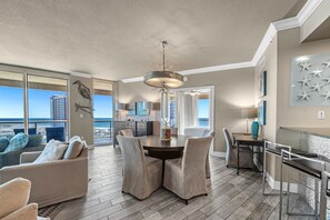 TV, fireplace - Portofino Island Resort & Spa | Tower 4-1204 | My Beach Getaways (Pensacola Beach)