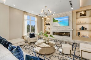 TV - Bay Views & Pool | Luxury 3BR Condo (Fort Myers Beach)
