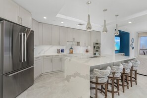 Fridge, microwave, oven, stovetop - Bay Views & Pool | Luxury 3BR Condo (Fort Myers Beach)