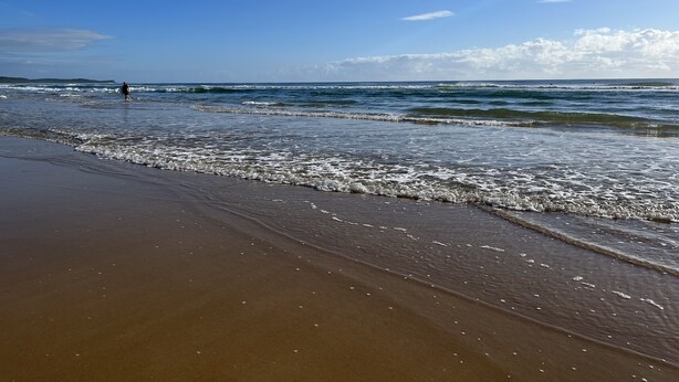 A beach with waves, a clear sky, and a distant shoreline. - The Bungalow - Luxurious & Calm | Beach & Bush (Valla Beach)