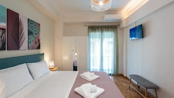 Appartement Familial, 2 chambres, non-fumeurs, vue ville | 2 chambres, coffres-forts dans les chambres, rideaux occultants