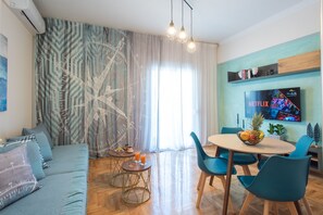 Family Apartment, 2 Bedrooms, Non Smoking, City View | Living area | Smart TV - Blue Ark Wanderlust (Athens)