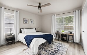 4 bedrooms, desk, iron/ironing board, travel crib