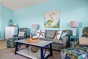 TV, offices - Oceanfront 4BR, Pool & Elevator | Surf City Beach (Surf City)