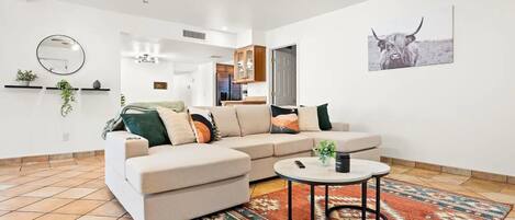 Smart TV, fireplace, foosball, table tennis