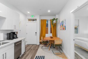 Classic Apartment | Private kitchen | Fridge, microwave, oven, stovetop