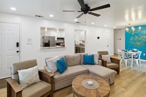 Smart TV, video games, foosball, books