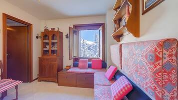 21-inch flat-screen TV with cable channels, TV