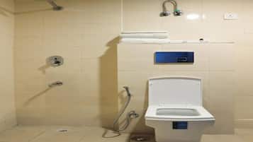 Shower, slippers, towels