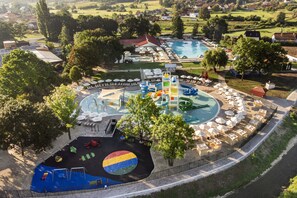 3 indoor pools, seasonal outdoor pool