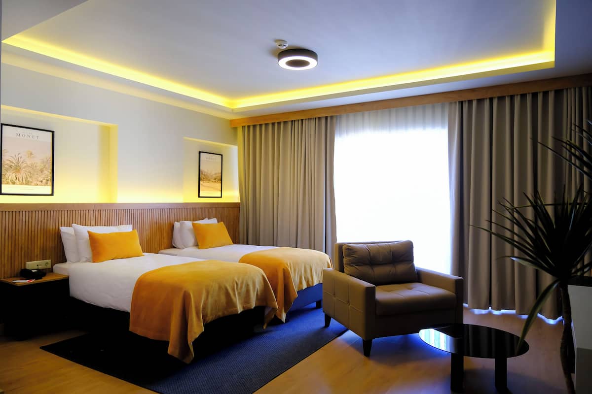 Egyptian cotton sheets, premium bedding, memory-foam beds, minibar