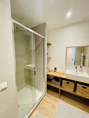 Shower, hair dryer