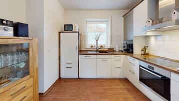 Kühlschrank, Mikrowelle, Herdplatte, Geschirrspüler