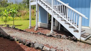 A blue house with a white staircase leading to a porch. - Mountain View Retreat Unit 2 - highly rated on leading vacation rental sites! (Mountain View)