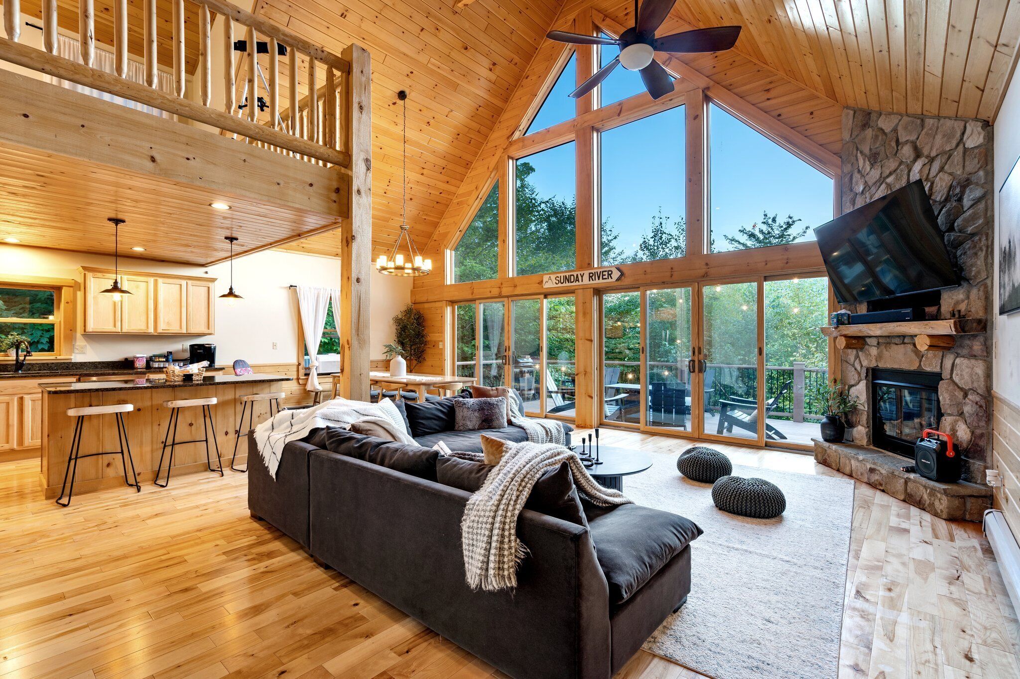 Smart TV, fireplace, video games, table football