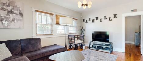 TV, DVD player, video library