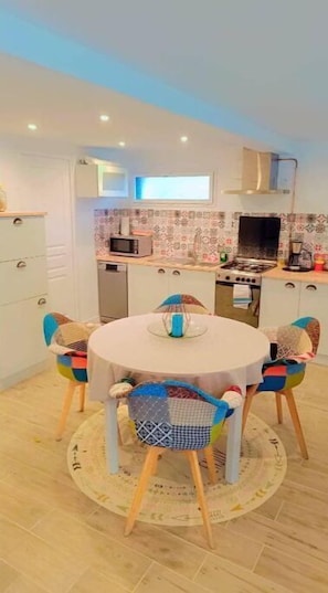 Fridge, microwave, oven, dishwasher