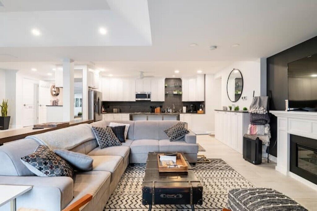 智能電視、壁爐、書籍