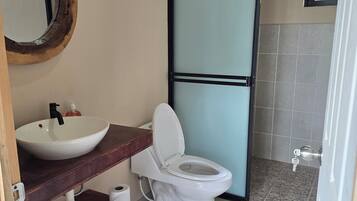 Towels, soap, shampoo, toilet paper