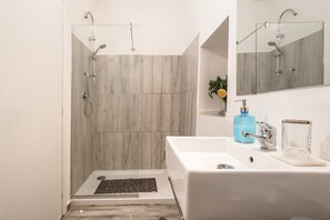 Ducha, secador de pelo, bidé y toallas
