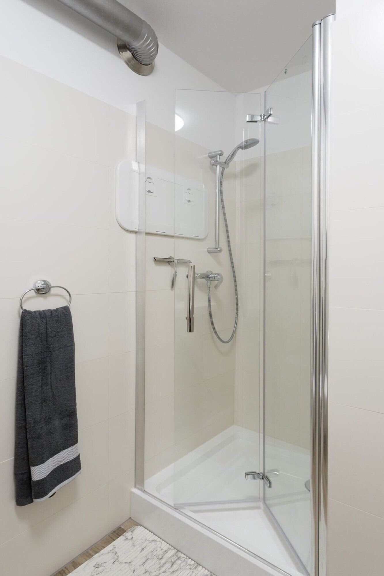 Dusche, Haartrockner, Handtücher