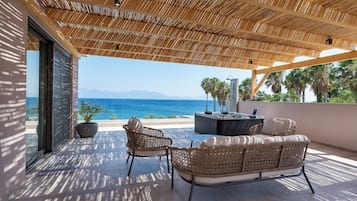 Grand-Suite, 2 Schlafzimmer, Whirlpool, Meerblick | Balkon