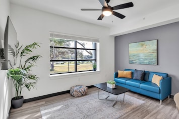 Sofa, coffee table & 50" Roku Smart TV!
