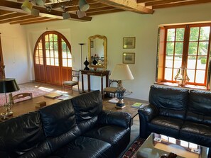 Télévision, cheminée, table de tennis de table