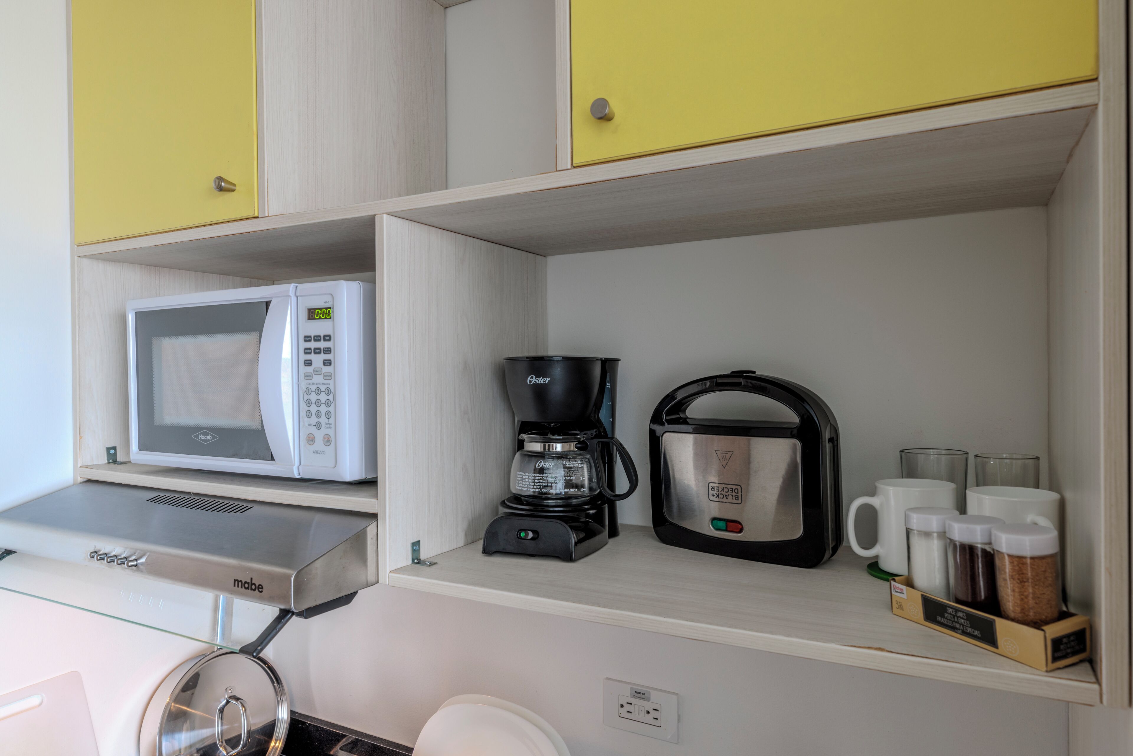 Mini-fridge, microwave, stovetop, griddle