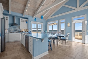 Fridge, microwave, oven, stovetop - Beachfront Home with Elevator & Pool. Sleeps 24! (Carolina Beach)