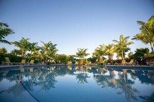 Outdoor pool, open 8:00 AM to 8:00 PM, sun loungers