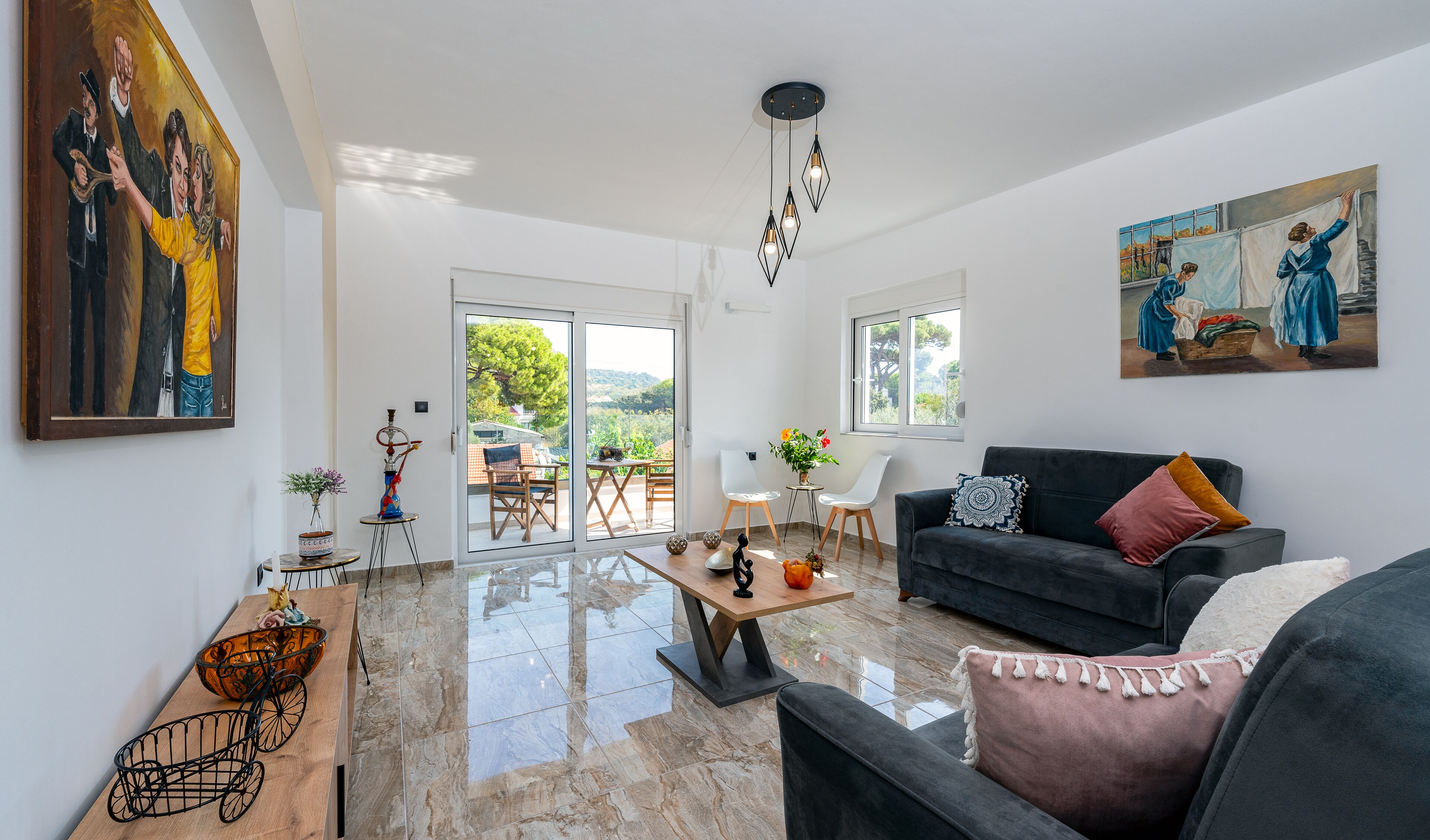 Luxury Apartment | Living area | Smart TV, ping pong, pay films