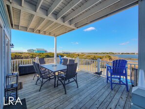 Outdoor dining - Good Day Sunshine: Pool +Dock +Ocean Views! (North Topsail Beach)