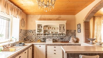 Villa, Terrace, Mountainside | Private kitchen | Full-size fridge, oven, dishwasher, electric kettle