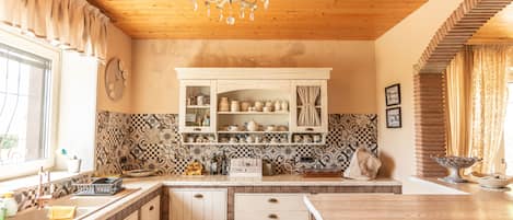 Villa, Terrace, Mountainside | Private kitchen | Full-size fridge, oven, dishwasher, electric kettle