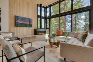 TV, fireplace