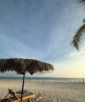 Beach nearby, sun loungers