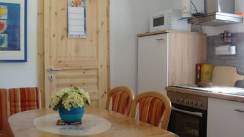 Fridge, microwave, oven