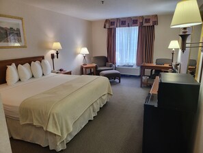 Basic Single Room, 1 King Bed | Desk, laptop workspace, blackout curtains, iron/ironing board