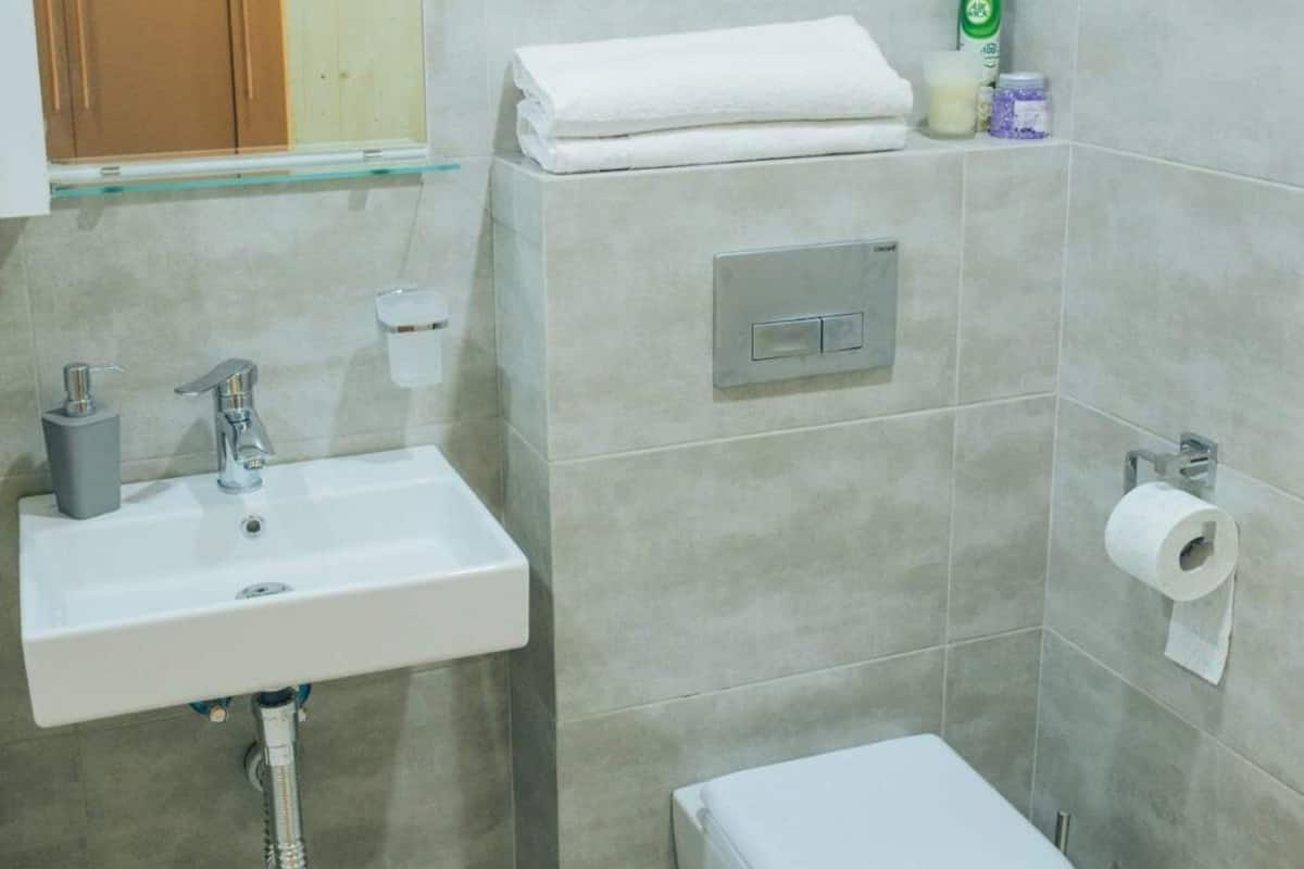 Căn hộ cơ bản | Phòng tắm | Buồng tắm vòi sen, máy sấy tóc, khăn tắm