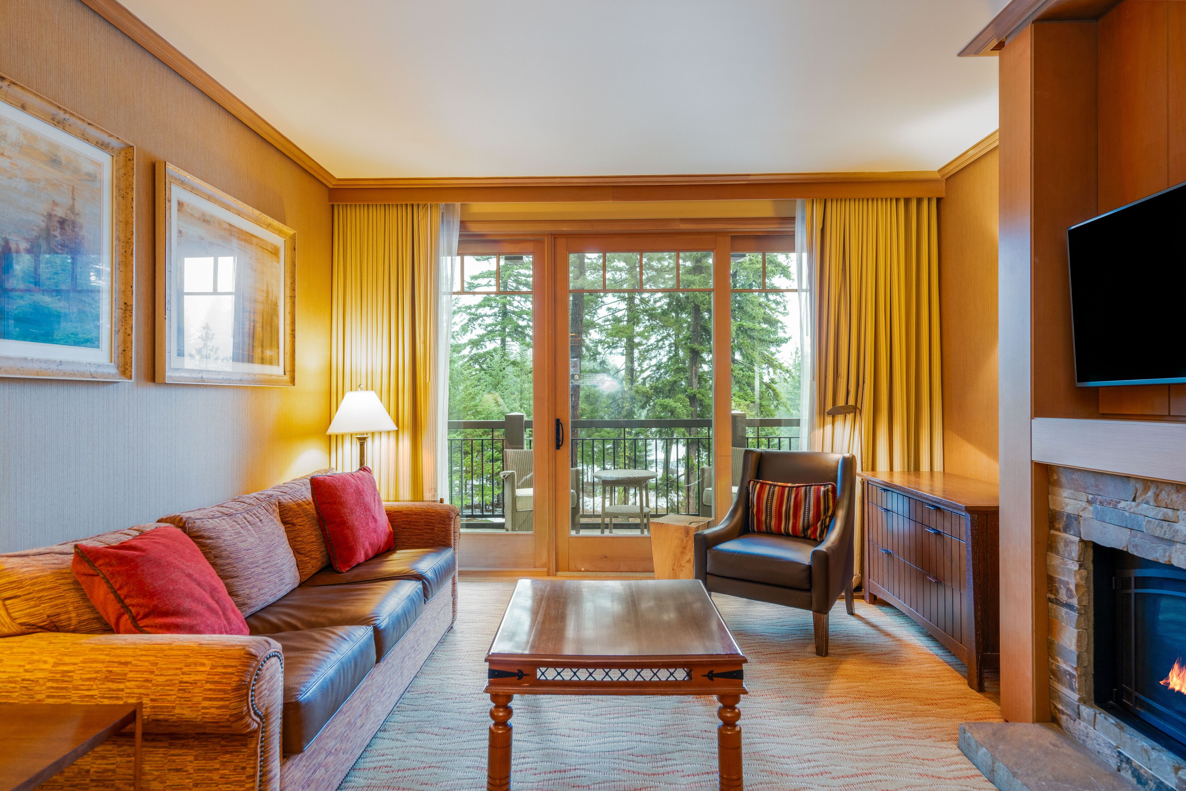 TV, fireplace, printers