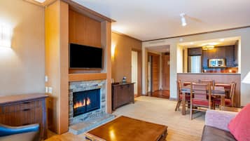 TV, fireplace, printers