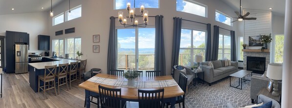 Smart TV, fireplace, video games, DVD player