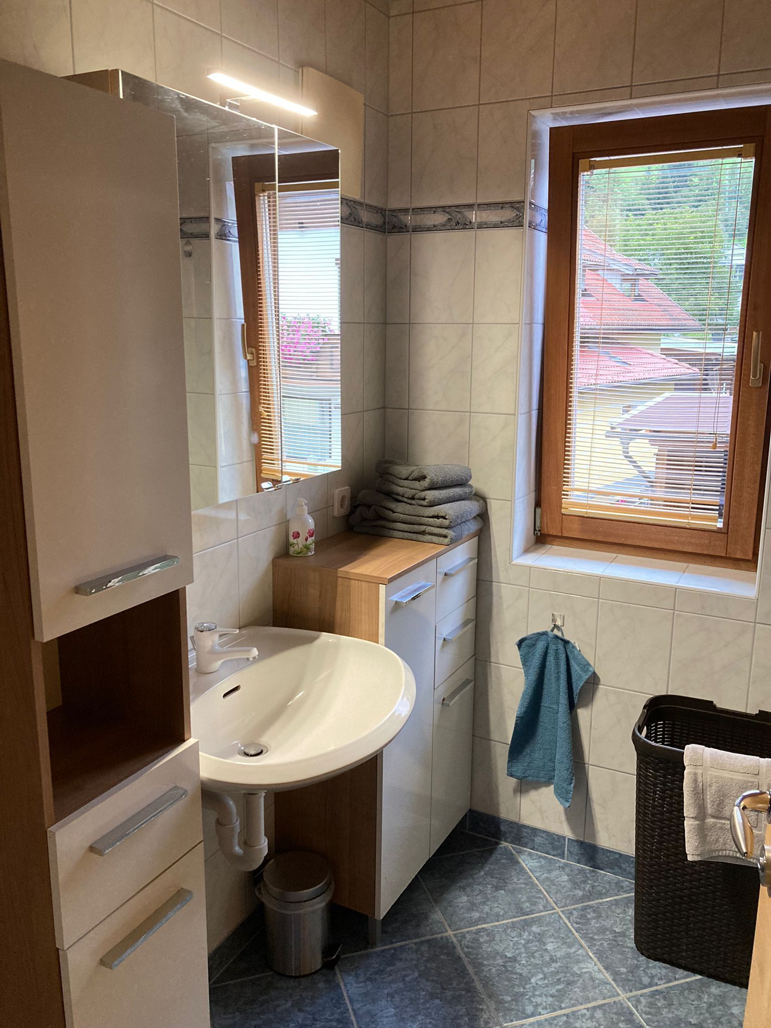 Een douche, een haardroger, handdoeken