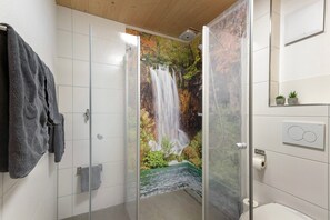 Dusche, Haartrockner, Handtücher