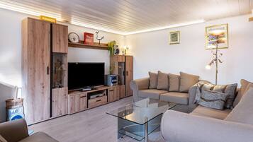 Fernseher, Kamin, DVD-Player, Stereoanlage