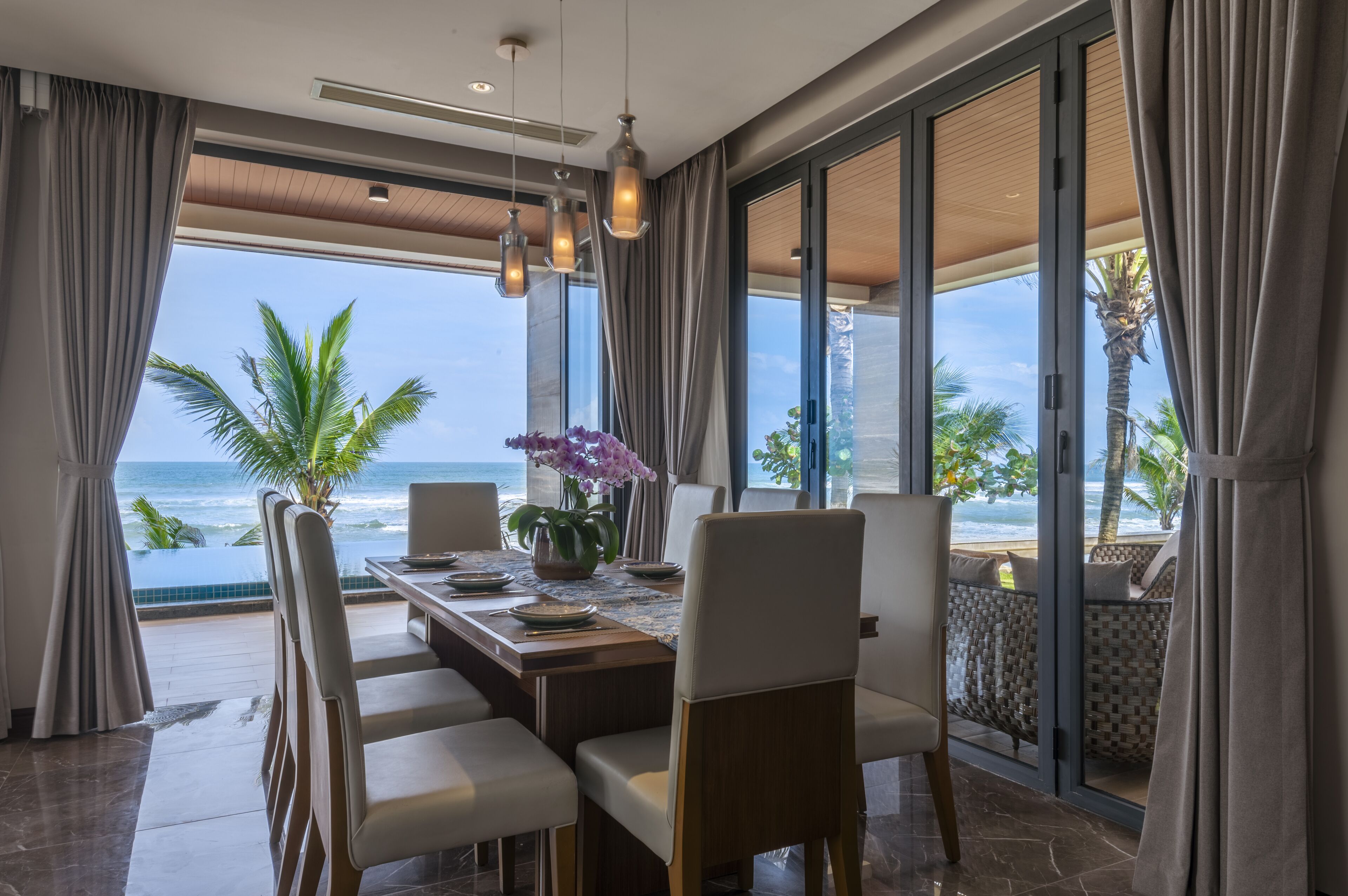 Four-bedroom beachfront villa with private pool | Living area | 55-inch Smart TV with digital channels